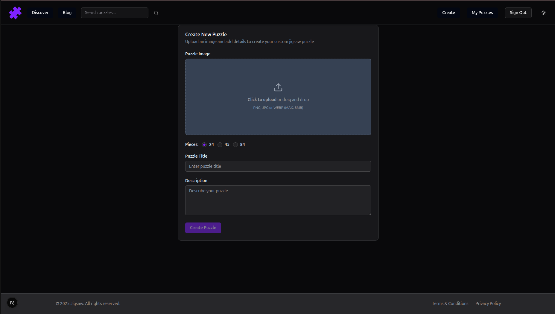 A diagram showing a user dragging a photo from their desktop and dropping it into the upload area on the Jigsaw-Jumble website.